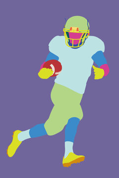 A running football player with a football