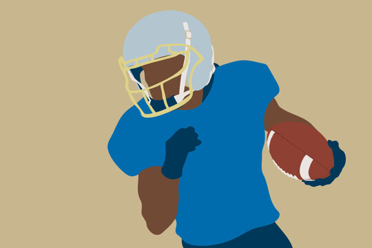 A running football player with a football