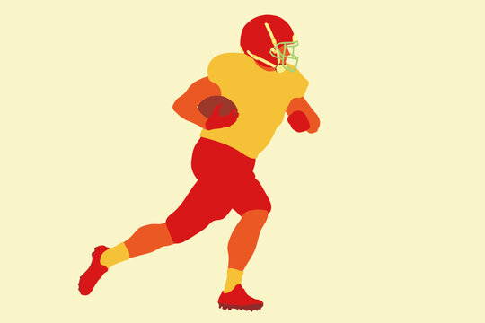 A running football player with a football