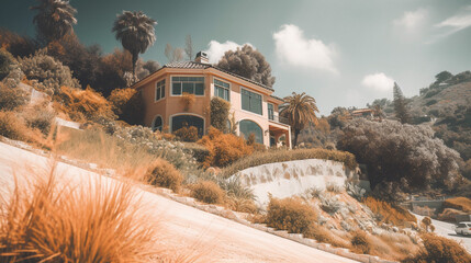 Concept of an ai generated villa in California - obrazy, fototapety, plakaty