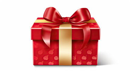 Gift box with red ribbon isolated on transparent and white background. Png transparent. 
