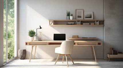 sleek minimalist home office interior