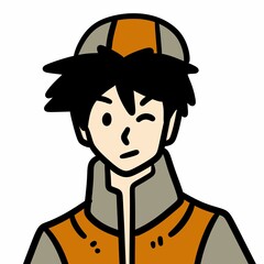 cartoon man with orange cap