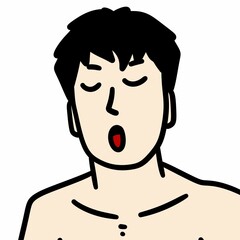 cute and young man on white background