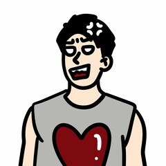 cartoon man on a white background