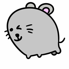 cute cartoon rat with big eyes, illustration