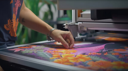 Fototapeta premium A close-up printing with the Polyprint DTG printer