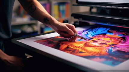 Fototapeta premium A close-up printing with the Polyprint DTG printer