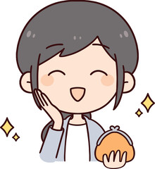 財布を持った笑顔の女性