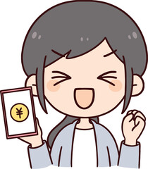 スマホを持った笑顔の女性