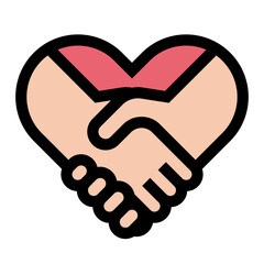 握手とハートを組み合わせたベクターアイコン