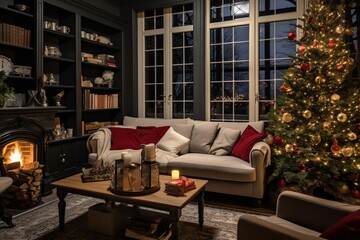 Interior Design of a Modern House during the Christmas Event. Warm and Welcolming House.