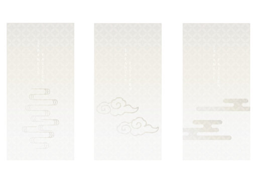 Japanese background with hand drawn wave elements vector. Gold line pattern with ocean object in vintage style.