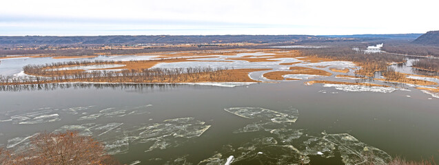 Winter Confluence of the Wisconsin and Mississippi River