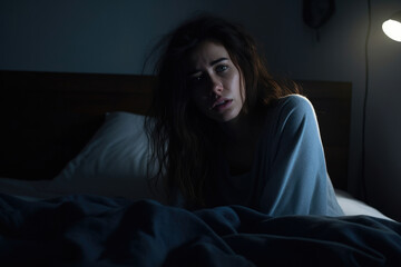 Depressed woman suffering from insomnia