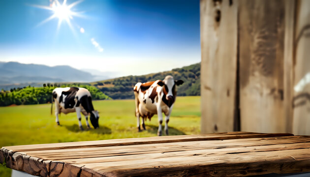cows on the farm,blurred landscape with cows. background Desk of free space2