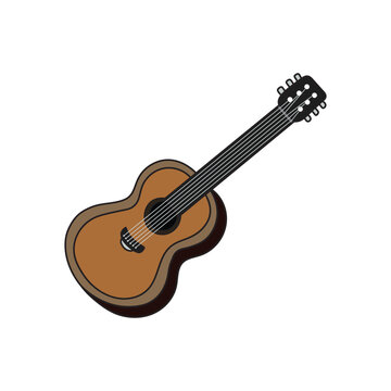 Kids drawing Cartoon Vector illustration classic guitar icon Isolated on White Background