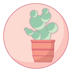 Green in a pot on a red background. Vector drawing isolated on white background
