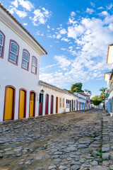 Street and typical houses in the historic center of Paraty. Brazil