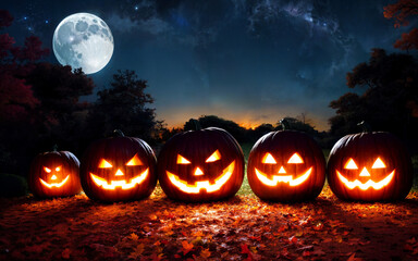 月の夜のお化けカボチャ