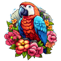 Parrot In A Flower Clipart Illustration
