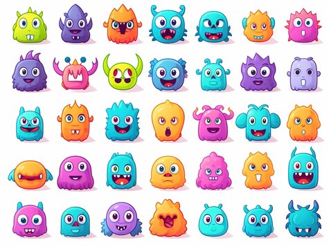 Fuzzy Monster Fiesta Cute Cartoon Pattern Celebration Happy Haunting Cartoon Background with Cute Monsters