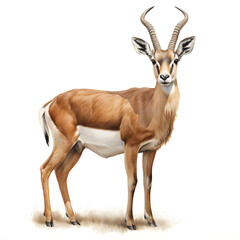 Brushstroke watercolor style realistic full body portrait of a antelope on white background Generated by AI 01