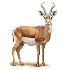 Poster Brushstroke watercolor style realistic full body portrait of a antelope on white background Generated by AI 01 © 文广 张