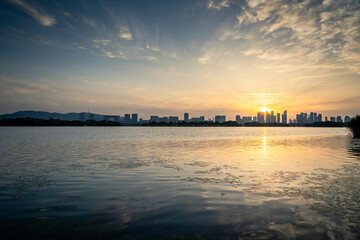 Fototapeta premium City Scenery Belt of Jinji Lake, Wuxi, Jiangsu, China