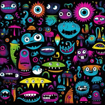 Spooky Sweetness Cute Cartoon Background Mystery Monster Palooza Cartoon Pattern Bonanza