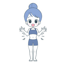 ウエストが細くなって喜ぶスリムな女性のイラスト
