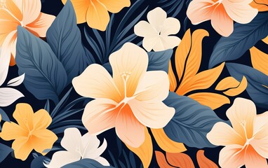 Wildflower Haven Delightful Floral and Leaves Background Jungle Vines Exotic Leaves and Floral Delight