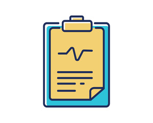 clipboard with cardiogram icon over white background, line and fill style, vector illustration