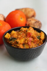 Taro root curry, arbi ki subji, dish made with colocasia roots