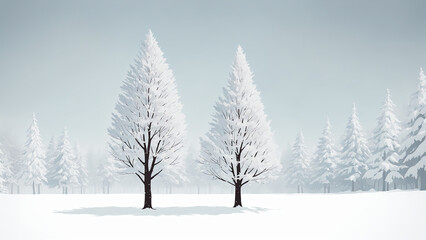 trees in snow, Generative AI image