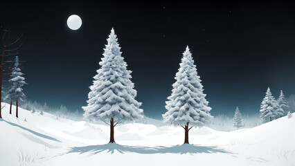 winter landscape with trees, Generative AI image