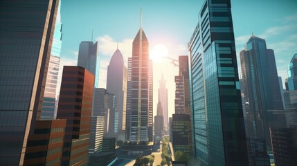 views of skyscraper buildings downtown. Made with the highest quality generative AI tools.