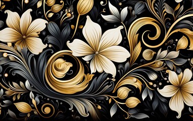 Glimpse of Elegance Golden and Silver Leaves and Flowers Silken Symphony Harmonious Gold and Silver Blooms
