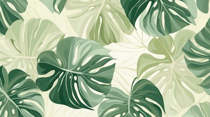 Fototapeta premium Tropical Tranquility Serene Leaves Background Tropical Lagoon Leaves Oasis Background