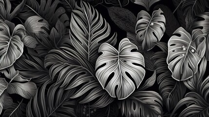 Tropical Sway Leaves Filled Background Tropical Foliage A Leaves Enriched Background