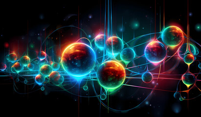 Gradient neon background of sphere motive.