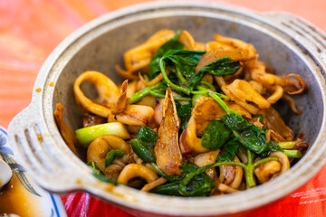 Taiwanese cuisine fry squid with sauce