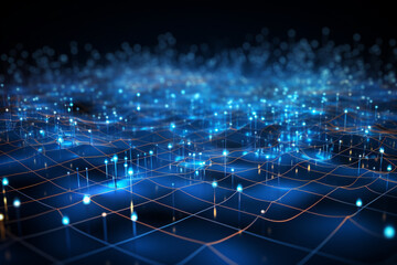 Obraz premium Artificial Intelligence Network Background: Abstract 3D Grid with Futuristic AI Technology and Cyber Pattern