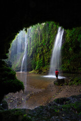 magnificent Benang Stokel Waterfall in Lombok, Indonesia.
