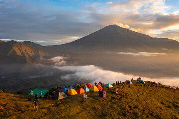 view from Pergasingan Hill campsite in Rinjani Mountain.