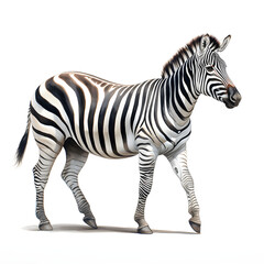 Fototapeta na wymiar Brushstroke watercolor style realistic full body portrait of a zebra on white background Generated by AI 06