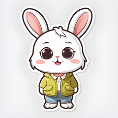 Cute puffy happy bunny illustration