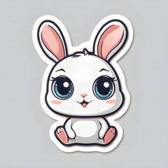 Cute puffy happy bunny illustration
