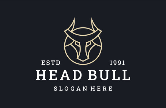 Head bull logo vector icon illustration hipster vintage retro