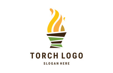 Torch logo fire flame vector design template